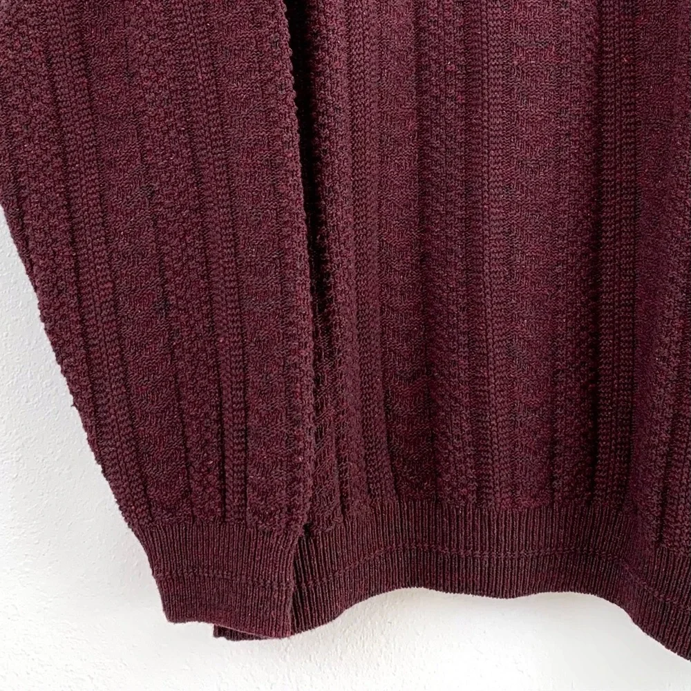 Vintage Deadstock Burgundy Oversized Grandpa Sweater- Unisex - Picture 6 of 7